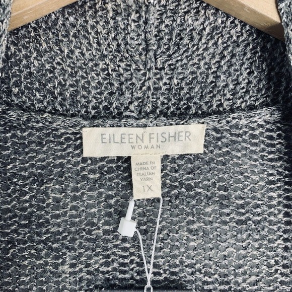 Eileen Fisher Moon Angle Cardigan Womens Size 1X Silver Linen Blend NWT $318 - Picture 5 of 13